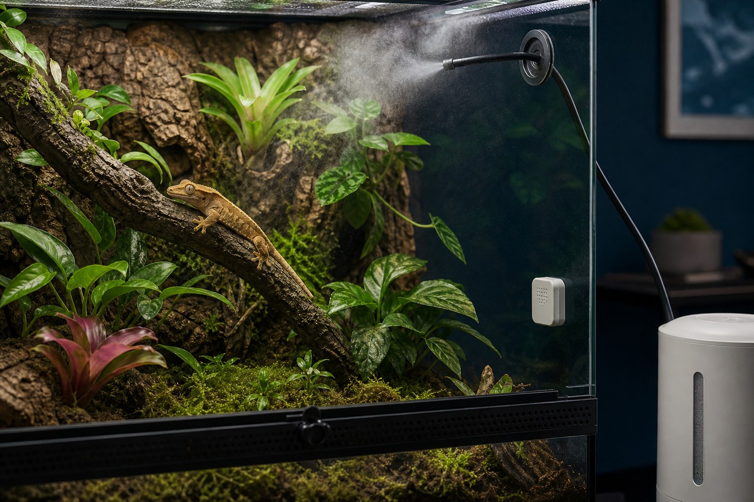 Luchtbevochtiger voor terrarium of reptielenruimte