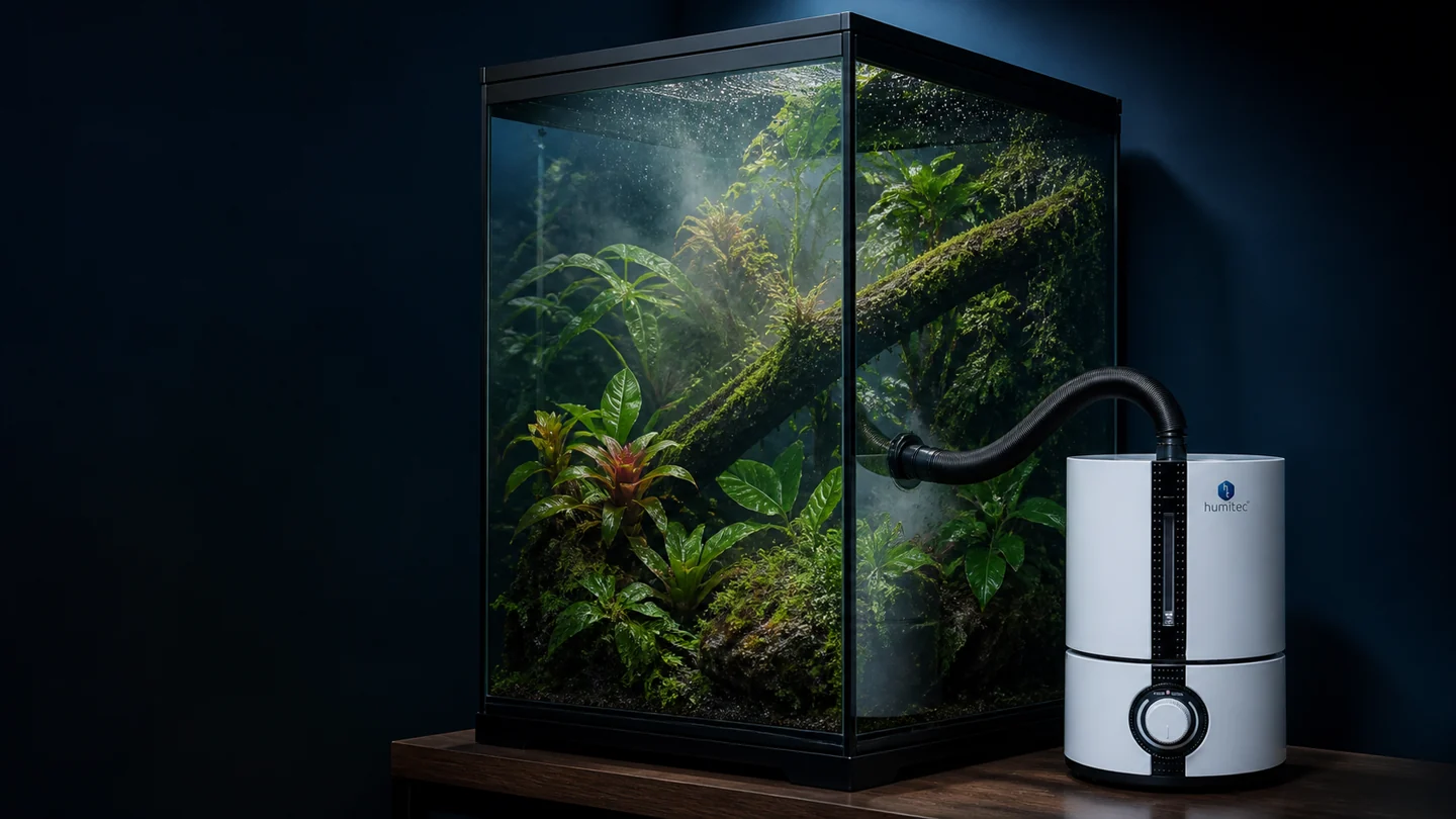 Luchtbevochtiger voor terrarium of reptielenruimte
